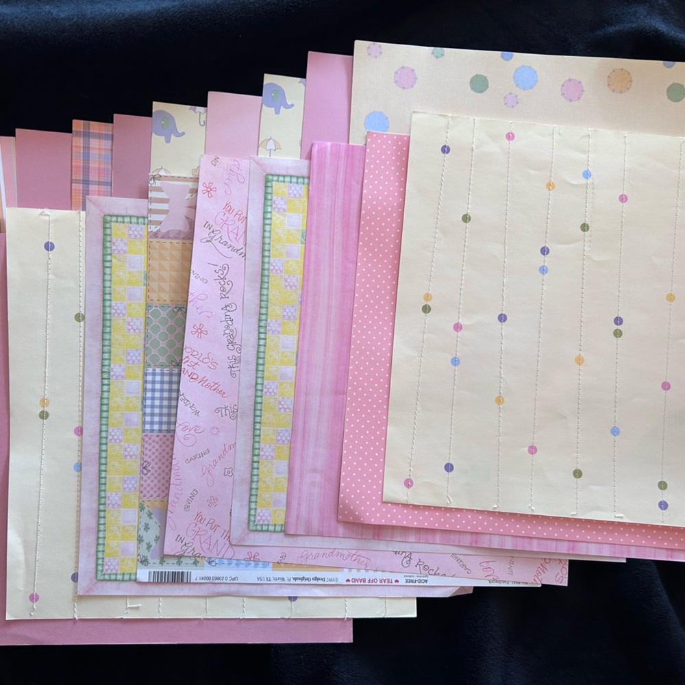 Pink and Yellow Baby Girl Scrapbooking Paper Set